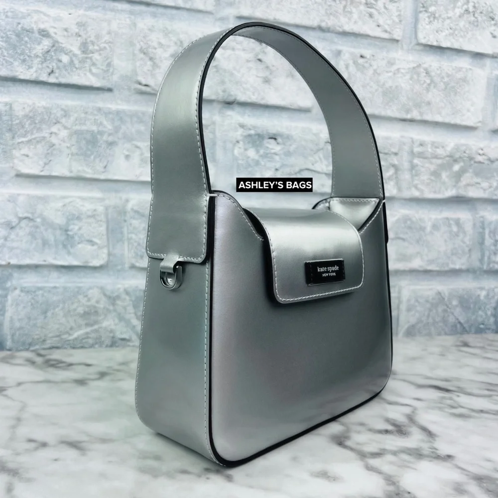 Kate Spade Sam Icon Metallic Patent Leather Mini Hobo Bag In Starlight Spazzola